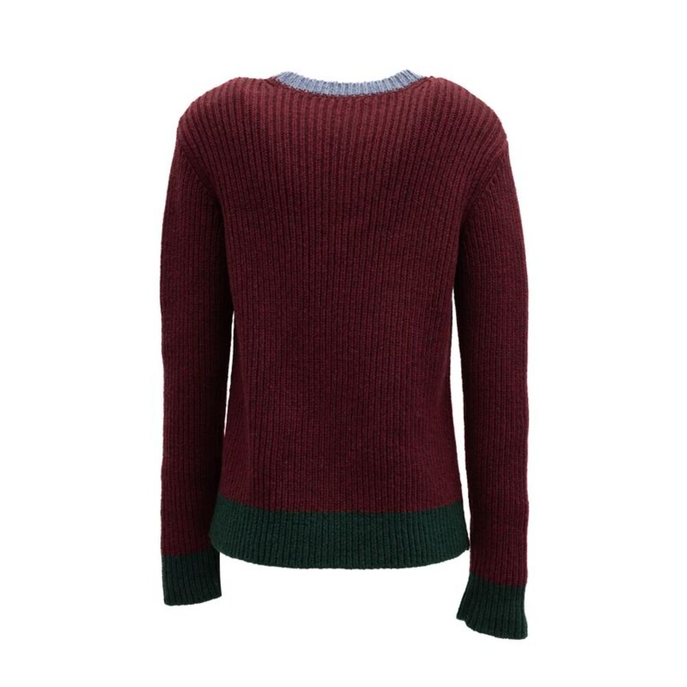 Valentino Garavani Burgundy Ribbed Knit Women's Sweater